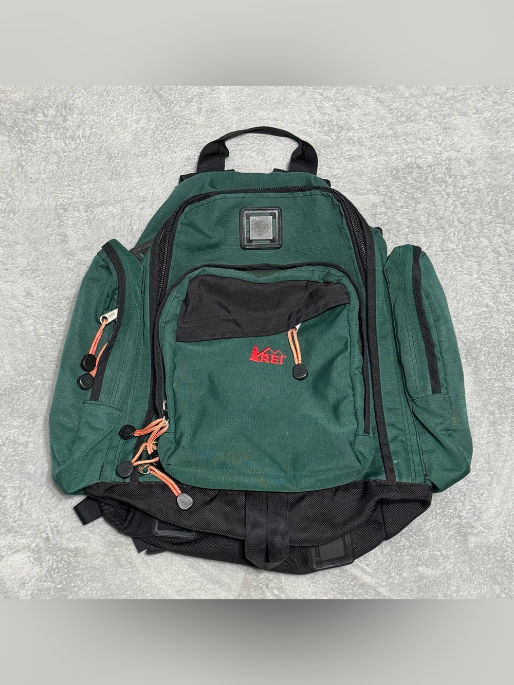 REI Backpack Green Hiking Daypack Multi Pocket Outdoor Travel Bag Every Day VTG